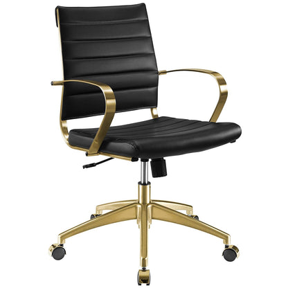 home office desk chairs | CasaFoyer Jive Executive Midback Office Chair | Ultimate Comfort | Ergonomic Lumbar Support | Modern Design | Gold Stainless Steel Base | casafoyer.myshopify.com