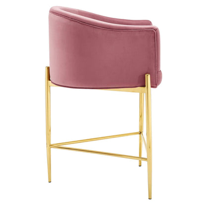 barstools | CasaFoyer Savour Tufted Performance Velvet Counter Stool | Luxury, Sophisticated | Stain-Resistant | Comfortable Seating | Chrome Gold Frame | 26H Seat Height | 300 lbs Capacity | casafoyer.myshopify.com