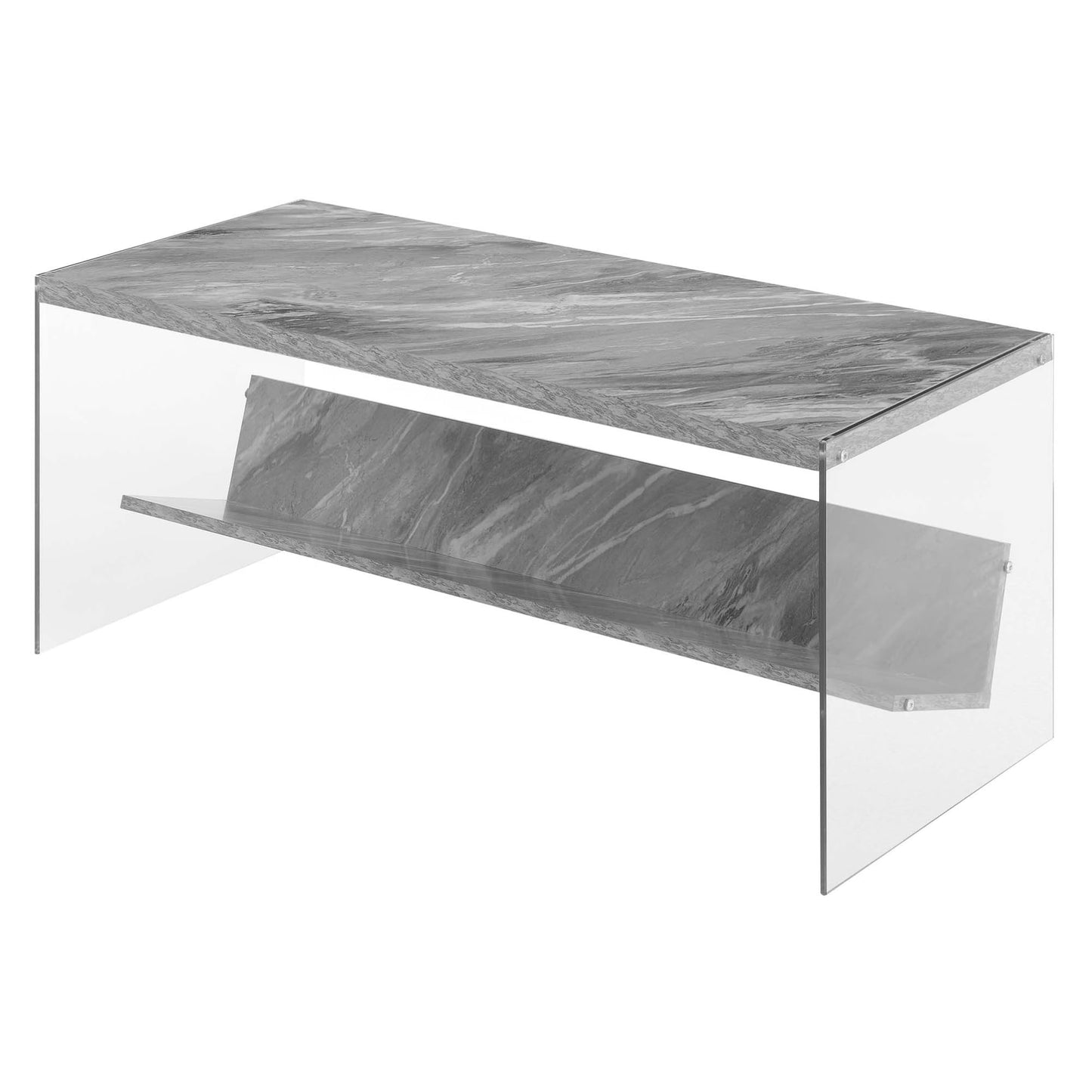 TABLE | Ergode SoHo Coffee Table with Shelf | Contemporary Design | Tempered Glass Sides | Spacious Tabletop | Portable | Ideal for Living Room, Office, or Entertainment Space | Lower Shelf for Storage | casafoyer.myshopify.com