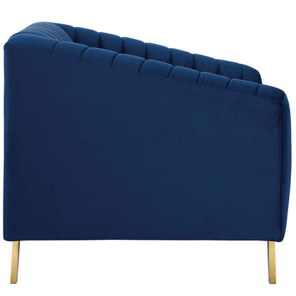 home office desk chairs | CasaFoyer Valiant Performance Velvet Armchair | Retro Modern Design | Vertical Channel Tufting | Stain-Resistant Upholstery | Gold Stainless Steel Legs | casafoyer.myshopify.com