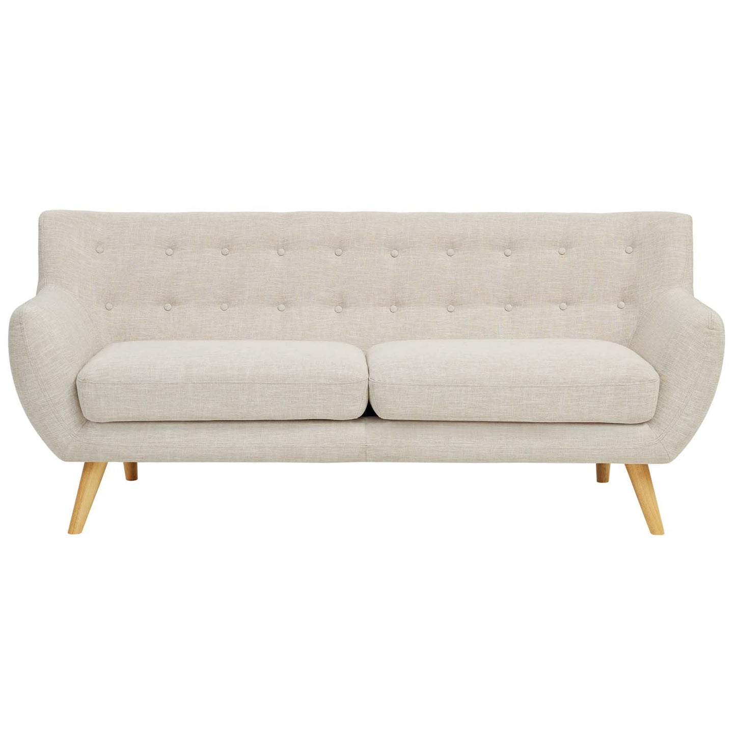 sofas | Remark Sofa | Exquisite Mid-Century Modern Loveseat | Plush Cushions | Organic Design | Beige Upholstery | Solid Wood Legs | Perfect for Contemporary Living Rooms & Lounge Areas | casafoyer.myshopify.com