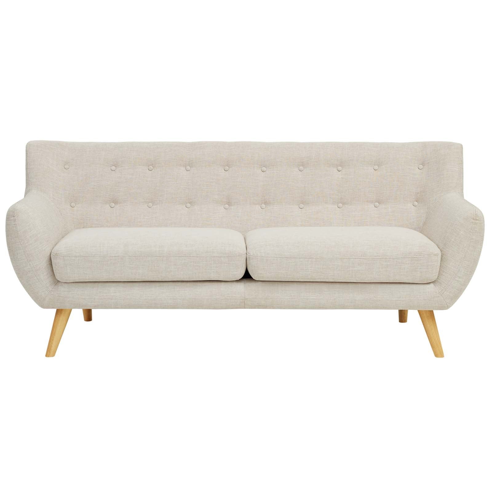 sofas | Remark Sofa | Exquisite Mid-Century Modern Loveseat | Plush Cushions | Organic Design | Beige Upholstery | Solid Wood Legs | Perfect for Contemporary Living Rooms & Lounge Areas | casafoyer.myshopify.com