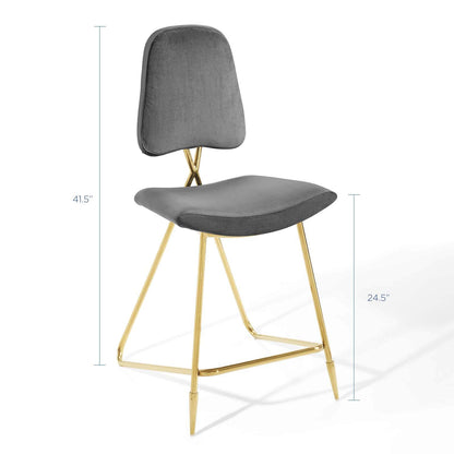 barstools | CasaFoyer Ponder Upholstered Performance Velvet Dining Room Counter Stool | Comfortable | Durable | Elegant | Gray | Supports up to 330 lbs | casafoyer.myshopify.com