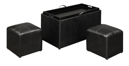 Ottoman | Designs4Comfort Sheridan Storage Bench | Reversible Tray | 2 Side Ottomans | Ample Storage & Seating | Built-in Serving Trays | casafoyer.myshopify.com