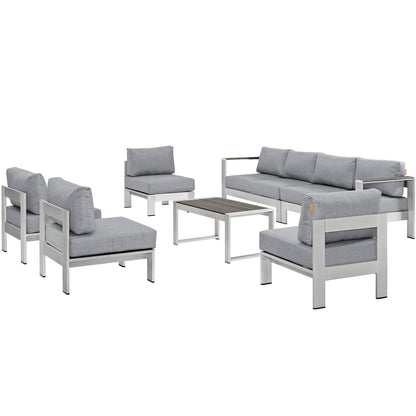 kitchen and dining room sets | CasaFoyer Shore Outdoor Patio Collection | Durable Aluminum Frames | Weather Resistant Fabric | 7 Piece Sectional Sofa Set | casafoyer.myshopify.com