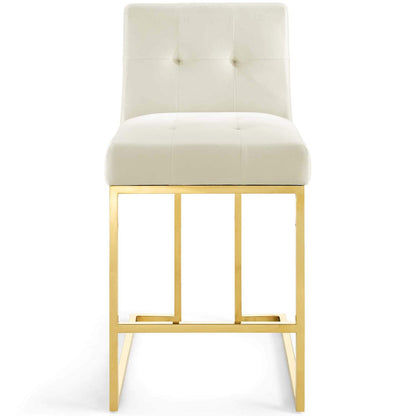 barstools | CasaFoyer Privy Gold Stainless Steel Counter Stool | Sleek Design | Stain-Resistant Velvet | Comfortable Dining | Geometric Base | 331 lbs Capacity | Fully Assembled | casafoyer.myshopify.com