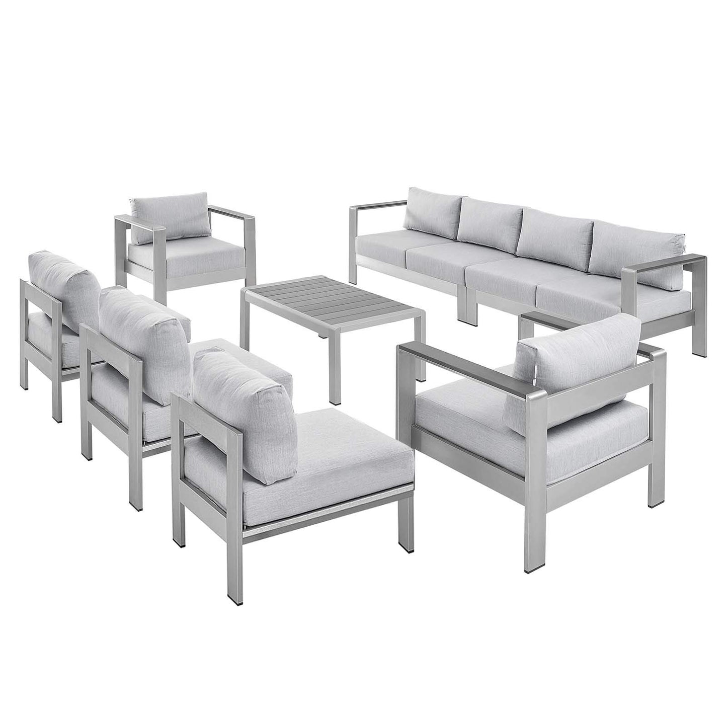 executive chairs | CasaFoyer Shore Outdoor Patio Aluminum 8 Piece Sectional Sofa Set | Weatherproof | Sunbrella Fabric | Silver Gray | casafoyer.myshopify.com