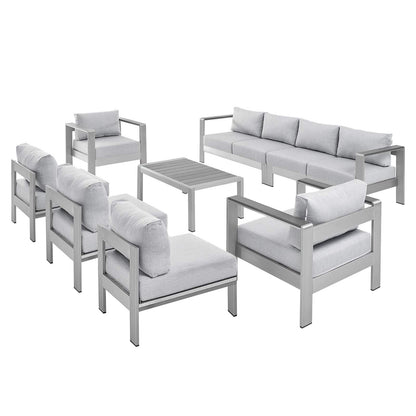 executive chairs | CasaFoyer Shore Outdoor Patio Aluminum 8 Piece Sectional Sofa Set | Weatherproof | Sunbrella Fabric | Silver Gray | casafoyer.myshopify.com