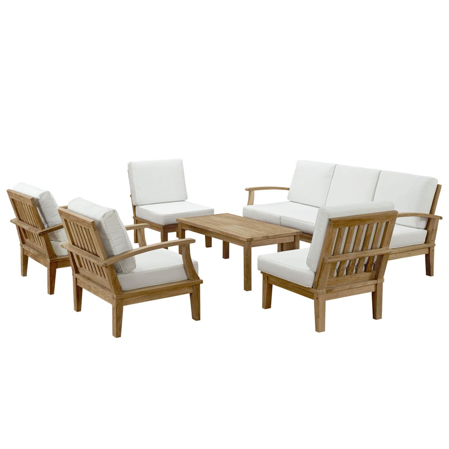 kitchen and dining room sets | CasaFoyer Marina Teak Wood Outdoor Patio Furniture Sofa Sectional Set | Luxury, Durable, All-Weather Cushions | Easy Assembly | Includes Left-Arm Sofa, Coffee Table, Right-Arm Sofa, Middle Sofas, Armchairs | casafoyer.myshopify.com