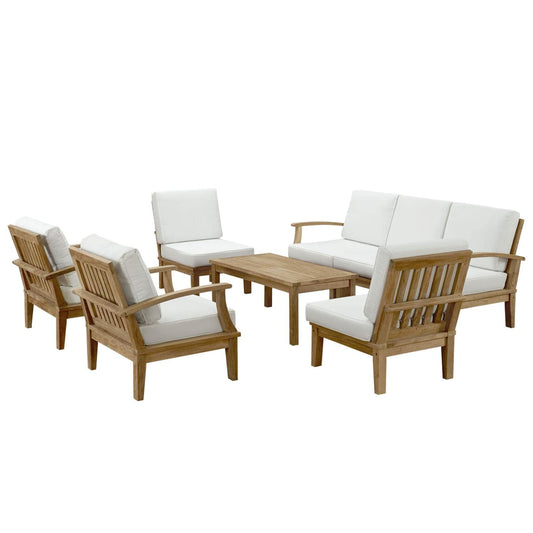 kitchen and dining room sets | CasaFoyer Marina Teak Wood Outdoor Patio Furniture Sofa Sectional Set | Luxury, Durable, All-Weather Cushions | Easy Assembly | Includes Left-Arm Sofa, Coffee Table, Right-Arm Sofa, Middle Sofas, Armchairs | casafoyer.myshopify.com
