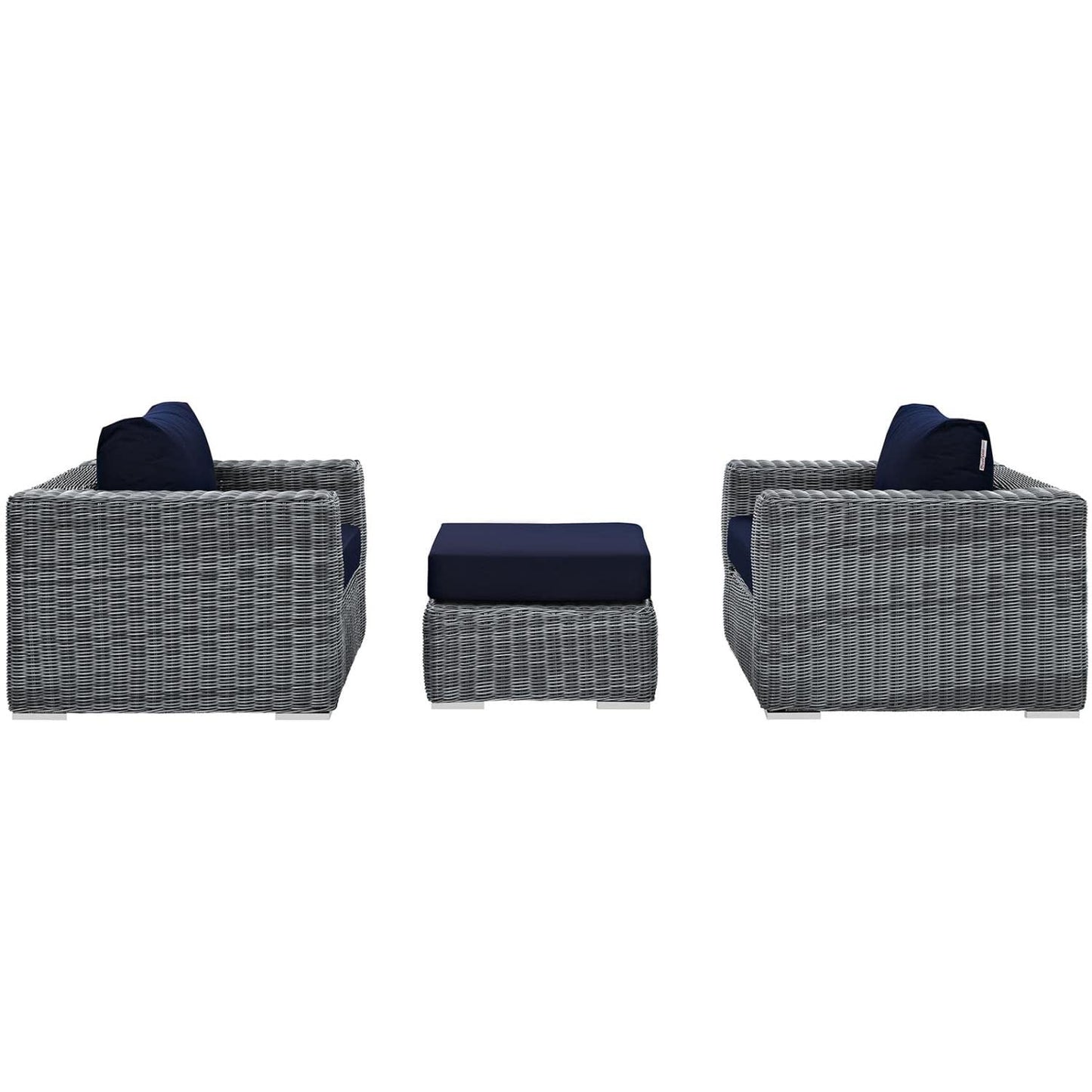 kitchen and dining room sets | CasaFoyer Summon Outdoor Patio Sectional Sofa Set | Two-Tone Rattan | Sunbrella Cushions | UV Protection | Aluminum Frame | Includes Ottoman & Armchairs | casafoyer.myshopify.com