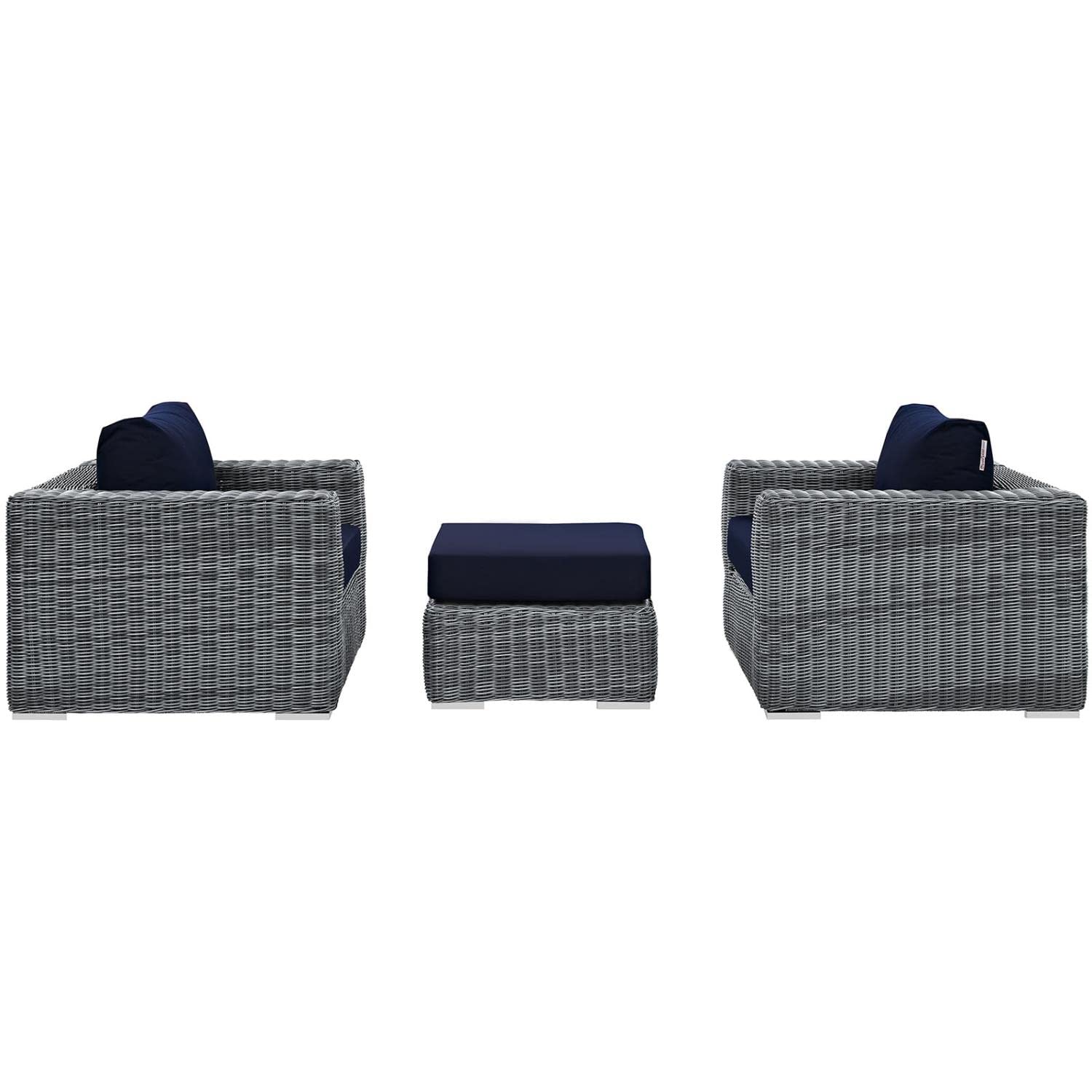 kitchen and dining room sets | CasaFoyer Summon Outdoor Patio Sectional Sofa Set | Two-Tone Rattan | Sunbrella Cushions | UV Protection | Aluminum Frame | Includes Ottoman & Armchairs | casafoyer.myshopify.com
