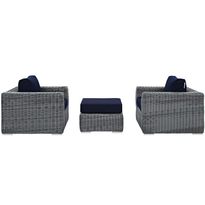 kitchen and dining room sets | CasaFoyer Summon Outdoor Patio Sectional Sofa Set | Two-Tone Rattan | Sunbrella Cushions | UV Protection | Aluminum Frame | Includes Ottoman & Armchairs | casafoyer.myshopify.com