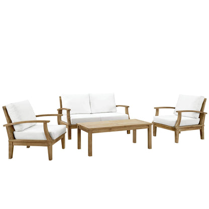 kitchen and dining room sets | CasaFoyer Marina Teak Wood Outdoor Patio Furniture Sofa Sectional Set | Ultimate Luxury | Durable Teak Construction | All-Weather Cushions | Modern Design | Includes Coffee Table, Sofa, and 2 Armchairs | casafoyer.myshopify.com