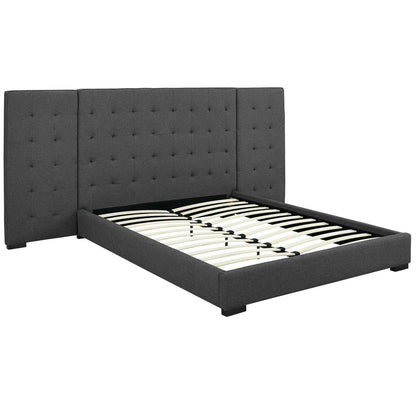 adjustable bed bases | CasaFoyer Sierra Queen Upholstered Fabric Platform Bed | Timeless Charm | Soft Polyester Upholstery | Foam Padded | Wall Panels | Black-Stained Wood Legs | Biscuit Tufting | Sturdy Slat Support | Accommodates Various Mattresses | 1322 lbs Weight Capacity | casafoyer.myshopify.com