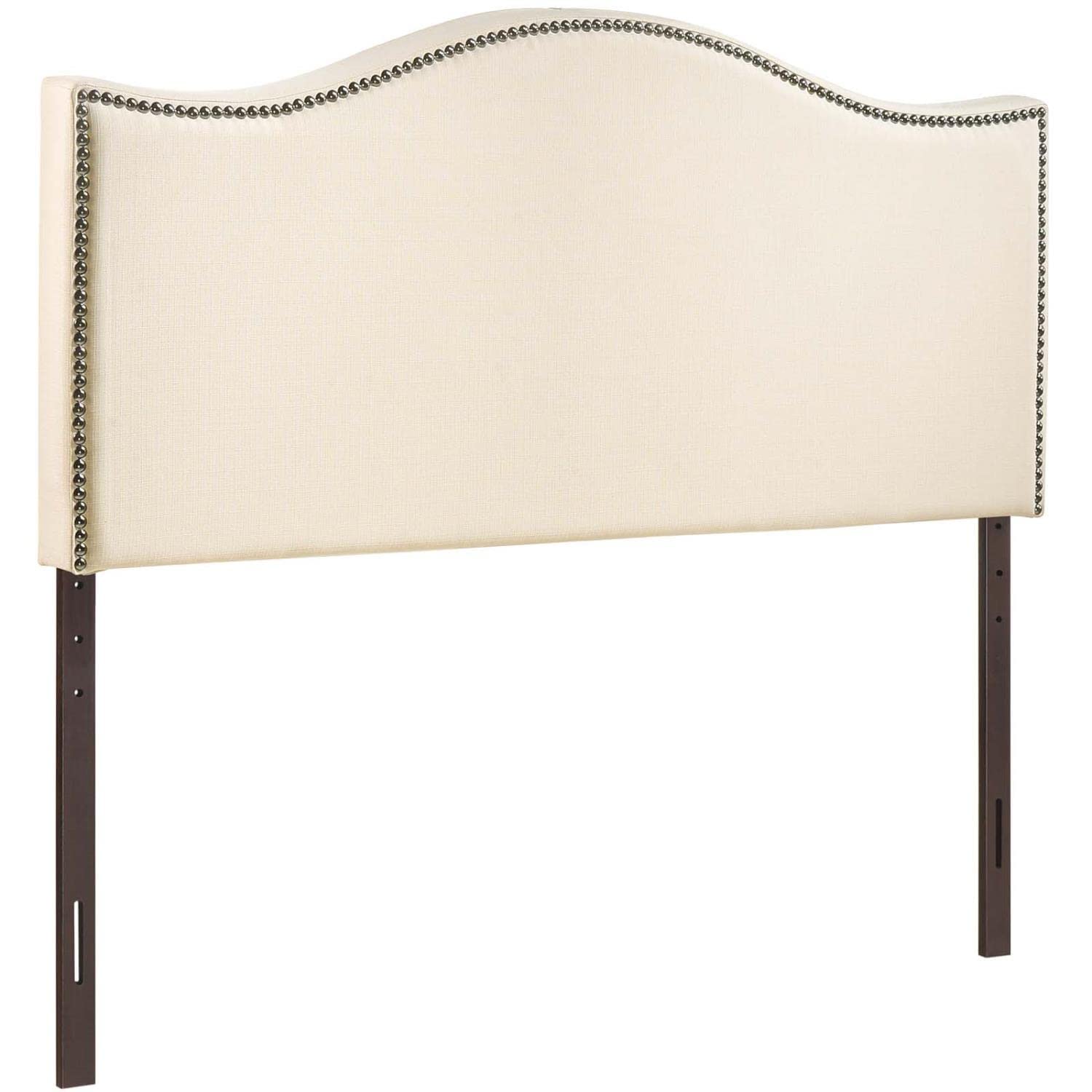 headboards | CasaFoyer Curl Queen Headboard | Chic & Sophisticated | Wavy Lines | Luxurious Linen Fabric | Nail Button Trim | Durable Particle Board & Solid Wood Poles | Perfect for Queen Beds | casafoyer.myshopify.com