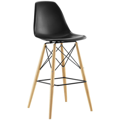 barstools | CasaFoyer Wood Pyramid Dining Side Bar Stool Set of 4 | Timeless Design | Durable Molded Plastic Top | Solid Wood Legs | Foot Caps | Ideal for Bar Seating | casafoyer.myshopify.com