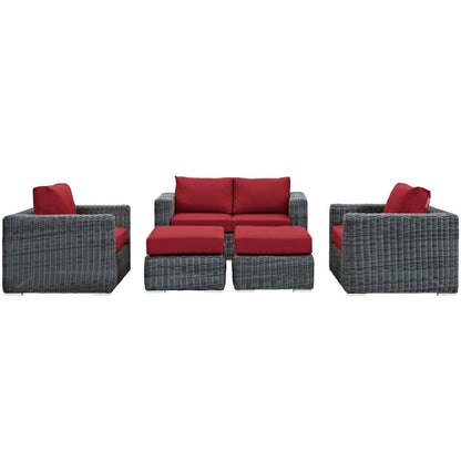 kitchen and dining room sets | CasaFoyer Summon Outdoor Patio Sectional Sofa Set | Luxury Comfort | Durable Synthetic Rattan | Sunbrella Cushions | Powder-Coated Aluminum Frame | Includes Loveseat, Armchairs, Ottomans | Perfect for Patio, Backyard, Poolside | casafoyer.myshopify.com