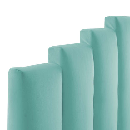 headboards | CasaFoyer Noelle Performance Velvet Full/Queen Headboard | Opulent Art Deco Style | Stain-Resistant | Adjustable Height | Densely Padded Foam | Mint | casafoyer.myshopify.com