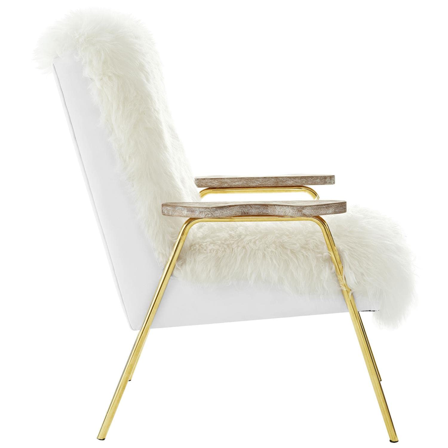 home office desk chairs | CasaFoyer Sprint Sheepskin Armchair | Luxurious Gold Accents | Oak Armrests | Foam Padding | Vinyl Upholstery | Chic & Glamorous | casafoyer.myshopify.com