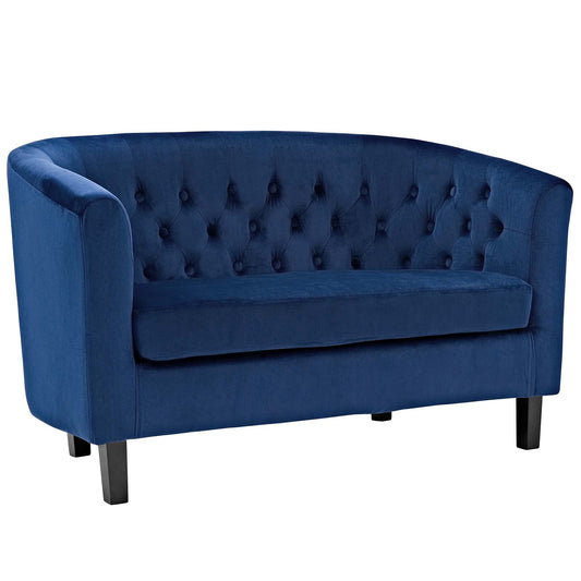 sofas | CasaFoyer Prospect Performance Velvet Loveseat | Luxury Chesterfield Design | Modern Twist | Button Tufting | Graceful Curves | Espresso Stained Wood Legs | Cozy & Comfortable | Stain-Resistant Performance Velvet Upholstery | Navy | casafoyer.myshopify.com