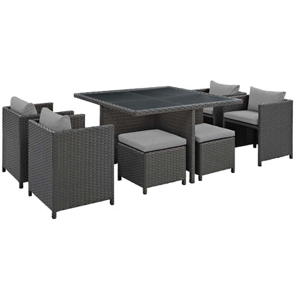 Dining Table | Sojourn Outdoor Patio Dining Furniture Set | 9 Piece Sunbrella Dining Set | Wicker Chairs, Stools, and Table | casafoyer.myshopify.com