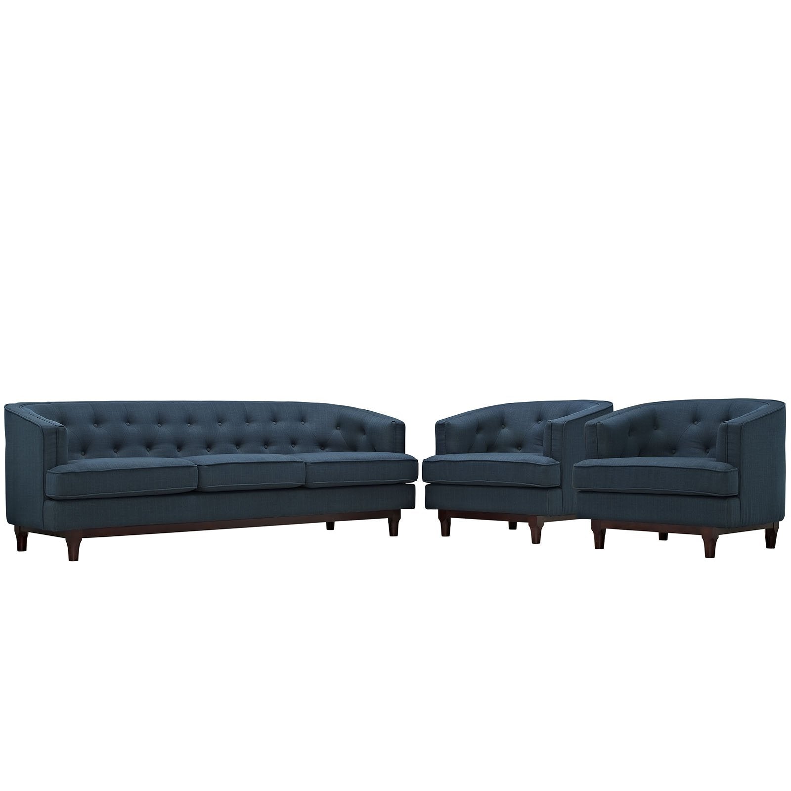 kitchen and dining room sets | CasaFoyer Coast Living Room Set | Exquisite Elegance | Deep Button Tufting | Walnut Stained Wood Legs | Durable Polyester Upholstery | Removable Seat Covers | Mid-Century Style | Set of 3 | casafoyer.myshopify.com