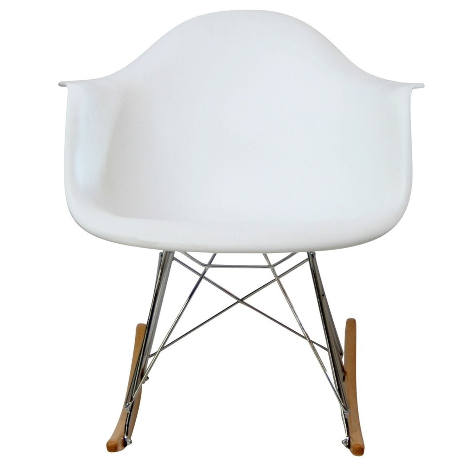 Chair | Rocker Lounge Chair | Iconic Design for Nurseries & Eclectic Spaces | Deep Plastic Seat Pocket | Waterfall Seat Edge | Smooth-Rocking Sled Base | Chrome-Plated Steel Base | Suitable for Adults & Children | White | casafoyer.myshopify.com