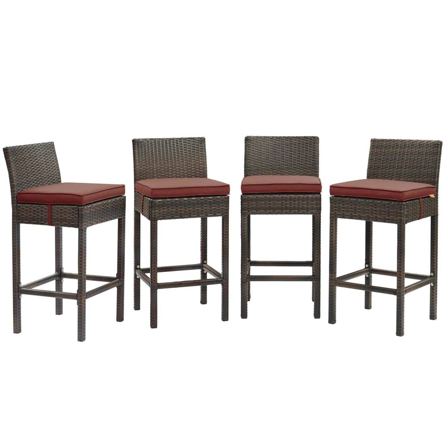 home office desk chairs | CasaFoyer Conduit Outdoor Patio Bar Stool Set | Stylish & Durable Wicker Rattan Design | 4 Stools & Cushions Included | Ideal for Outdoor Dining & Entertaining | casafoyer.myshopify.com
