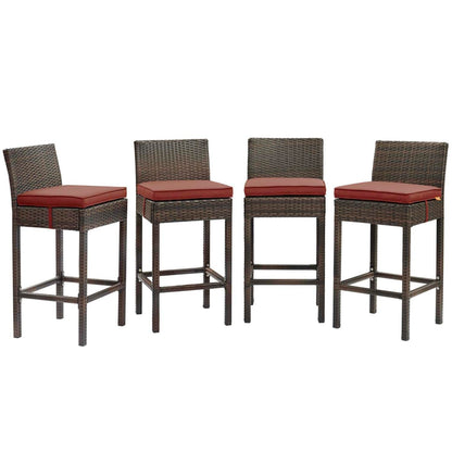 home office desk chairs | CasaFoyer Conduit Outdoor Patio Bar Stool Set | Stylish & Durable Wicker Rattan Design | 4 Stools & Cushions Included | Ideal for Outdoor Dining & Entertaining | casafoyer.myshopify.com