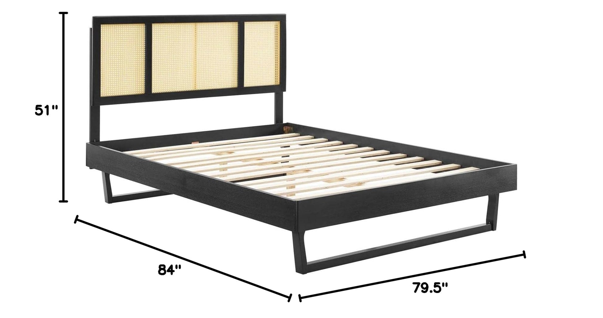 Bed | CasaFoyer Kelsea Woven Cane Rattan Wood King Platform Bed | Retro Style | Natural Wood Headboard | Sturdy & Durable | No Box Spring Needed | Suitable for Various Mattress Types | Assembly Required | 601 lbs Weight Capacity | casafoyer.myshopify.com