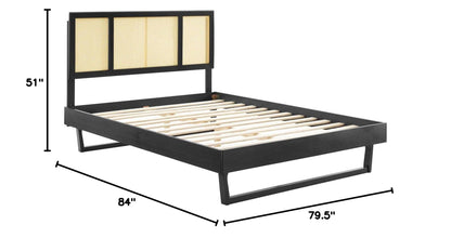 Bed | CasaFoyer Kelsea Woven Cane Rattan Wood King Platform Bed | Retro Style | Natural Wood Headboard | Sturdy & Durable | No Box Spring Needed | Suitable for Various Mattress Types | Assembly Required | 601 lbs Weight Capacity | casafoyer.myshopify.com