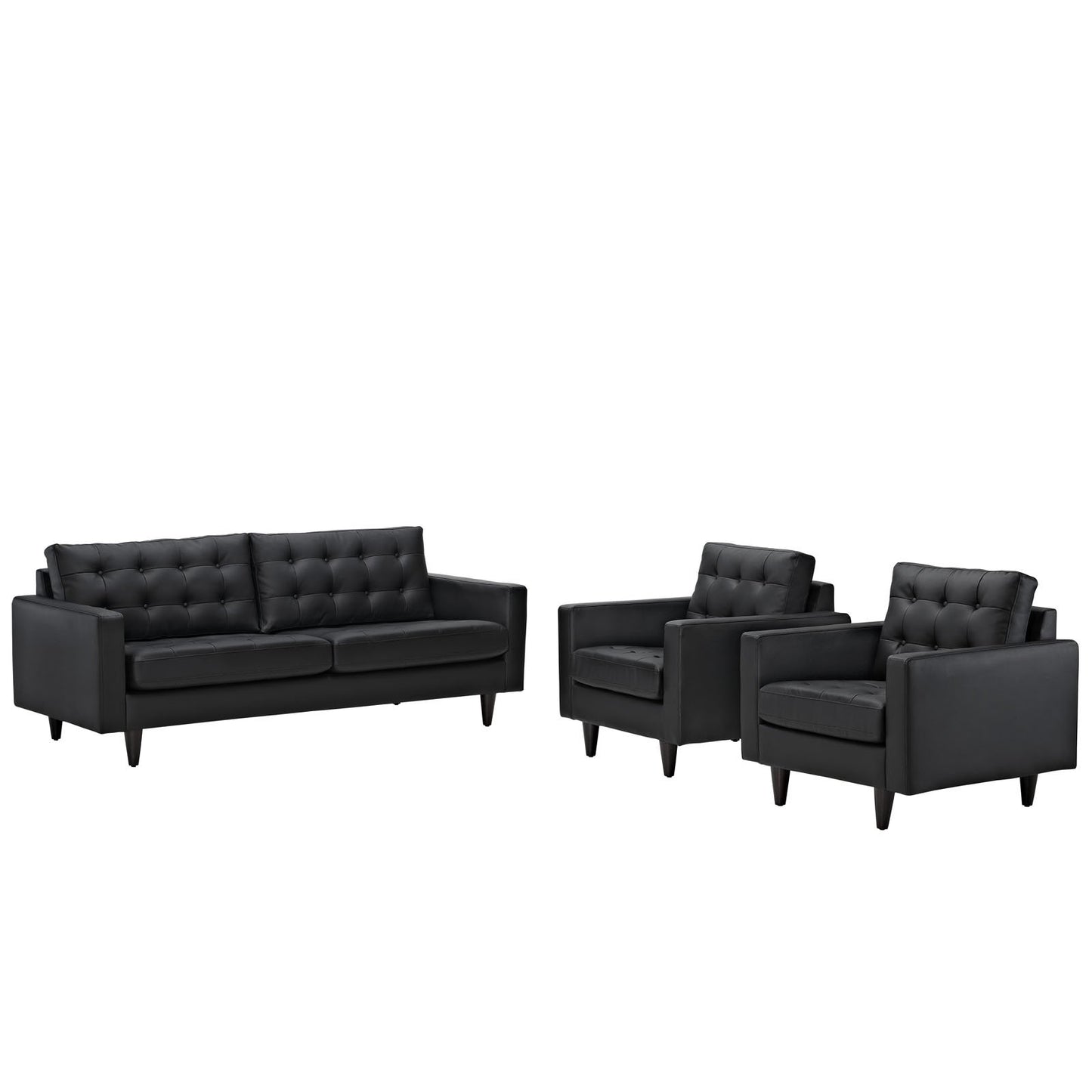 kitchen and dining room sets | CasaFoyer Empress | Exquisite Design Leather Sofa & Armchair Set | Black | Tufted Buttons | Luxurious Cushions | Solid Wood Legs | Bonded Leather Upholstery | casafoyer.myshopify.com