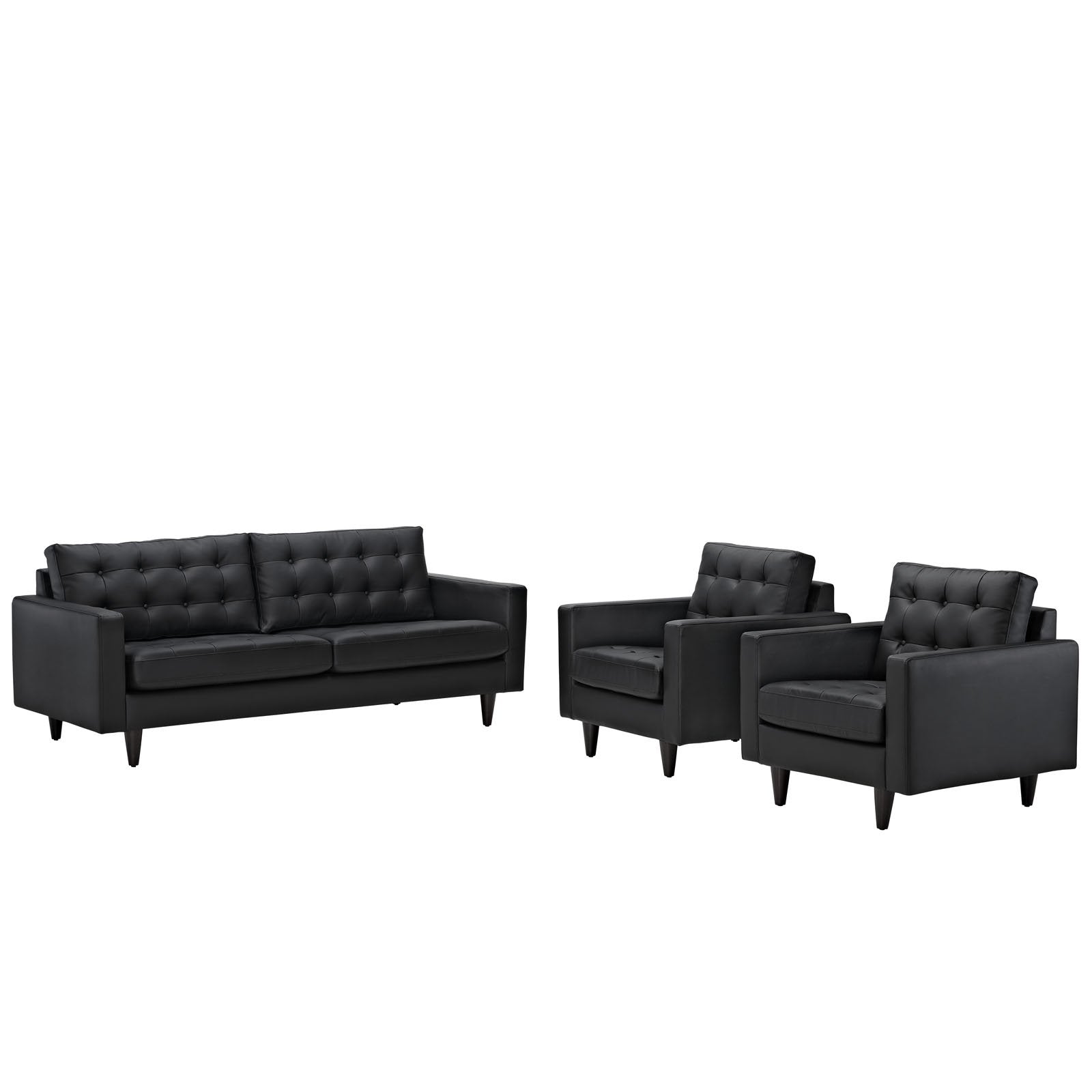 kitchen and dining room sets | CasaFoyer Empress | Exquisite Design Leather Sofa & Armchair Set | Black | Tufted Buttons | Luxurious Cushions | Solid Wood Legs | Bonded Leather Upholstery | casafoyer.myshopify.com