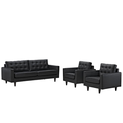 kitchen and dining room sets | CasaFoyer Empress | Exquisite Design Leather Sofa & Armchair Set | Black | Tufted Buttons | Luxurious Cushions | Solid Wood Legs | Bonded Leather Upholstery | casafoyer.myshopify.com