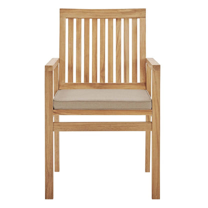 patio bistro sets | CasaFoyer Farmstay Outdoor Patio Teak Wood Dining Armchair | Sleek Design | All-Weather Cushion | Durable & Comfortable | Natural Taupe | casafoyer.myshopify.com