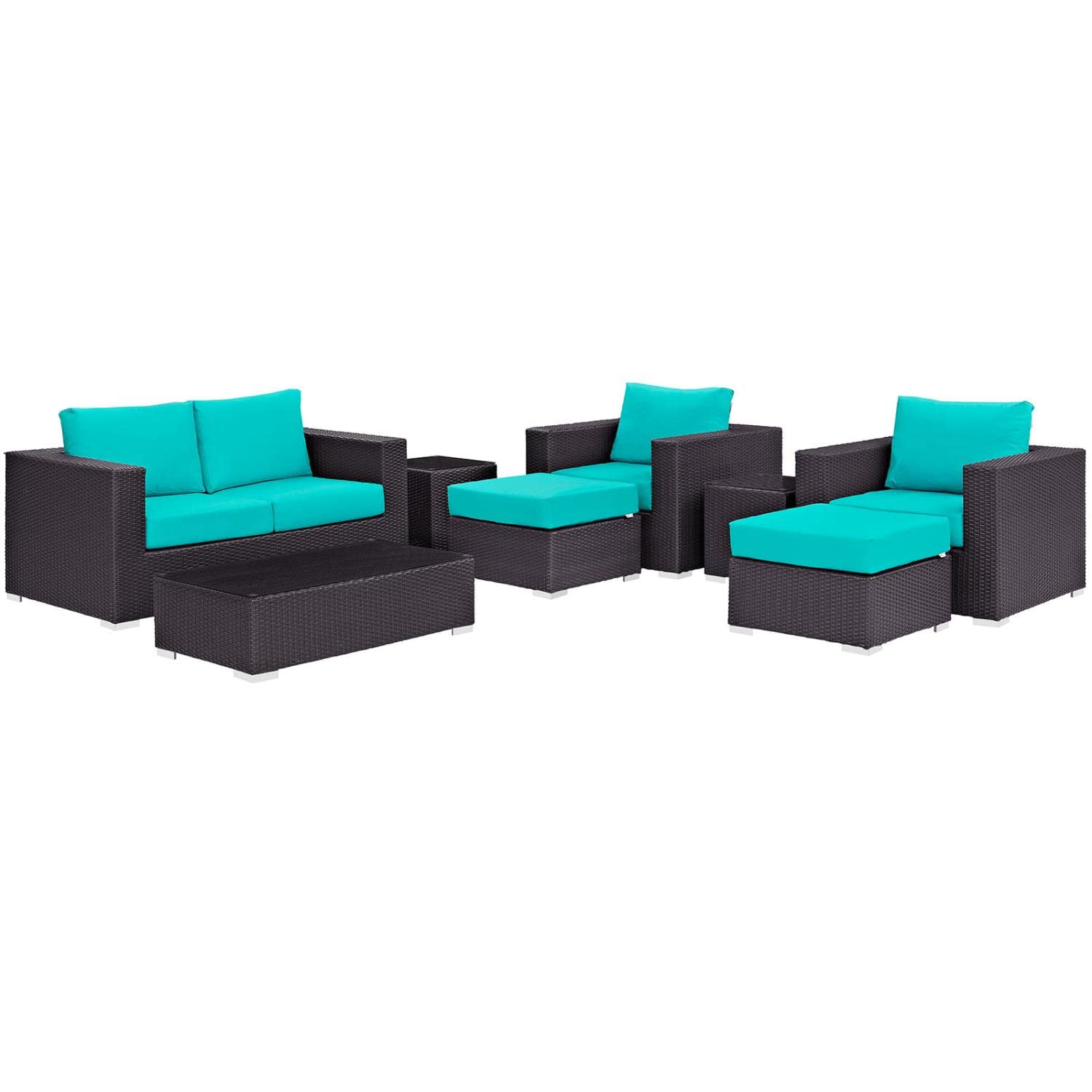 kitchen and dining room sets | CasaFoyer Convene Outdoor Sectional Set | Durable Rattan & Aluminum Frame | Weather-Resistant Cushions | Patio Sofa, Loveseat, Armchairs, Ottomans, Coffee Table | casafoyer.myshopify.com