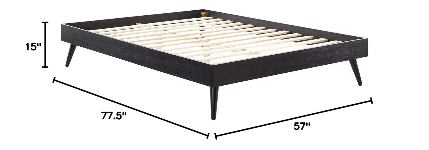 Bed | CasaFoyer Margo Full Platform Bed Frame | Mid-Century Design | Interchangeable Headboards | Durable Wood Construction | No Box Spring Needed | Easy Assembly | Black | casafoyer.myshopify.com