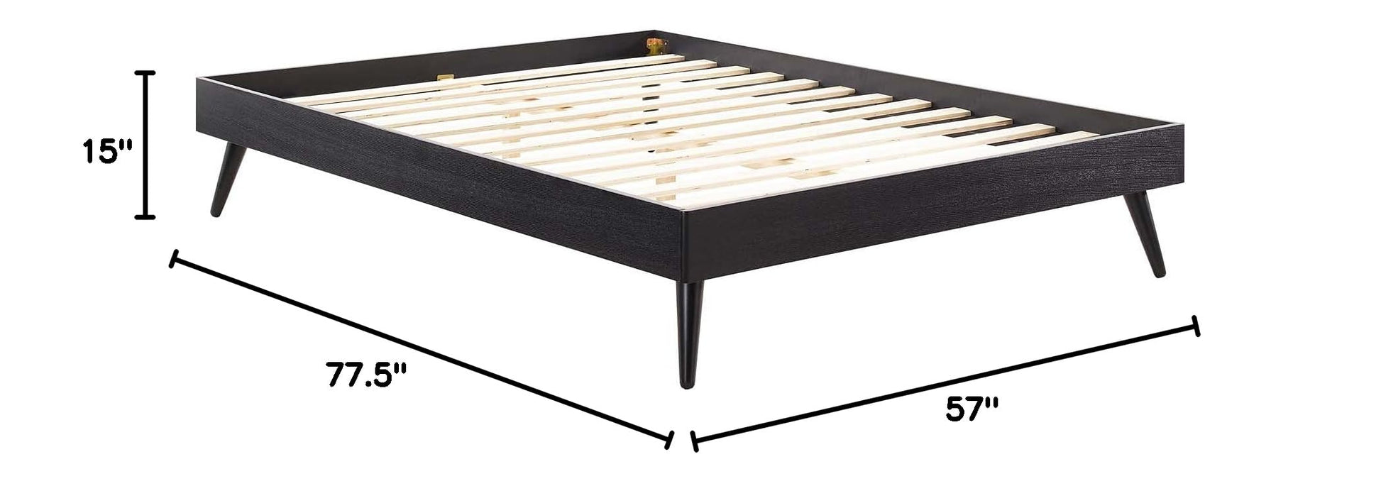 Bed | CasaFoyer Margo Full Platform Bed Frame | Mid-Century Design | Interchangeable Headboards | Durable Wood Construction | No Box Spring Needed | Easy Assembly | Black | casafoyer.myshopify.com