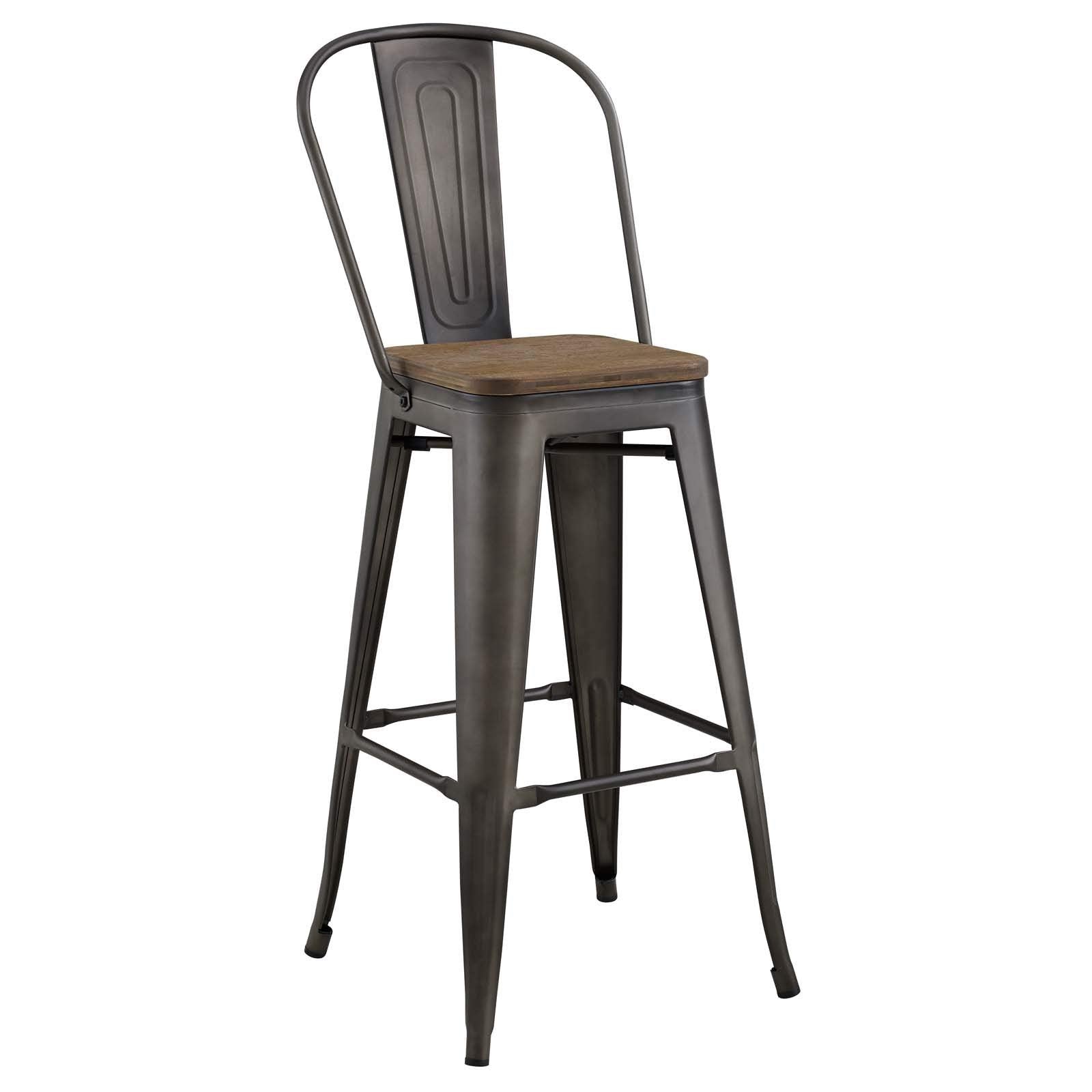 barstools | CasaFoyer Promenade Side Bamboo & Metal Bar Stool | Vintage Steel Finish | Industrial Modern Design | Versatile & Dynamic | Includes 1 Stool | casafoyer.myshopify.com