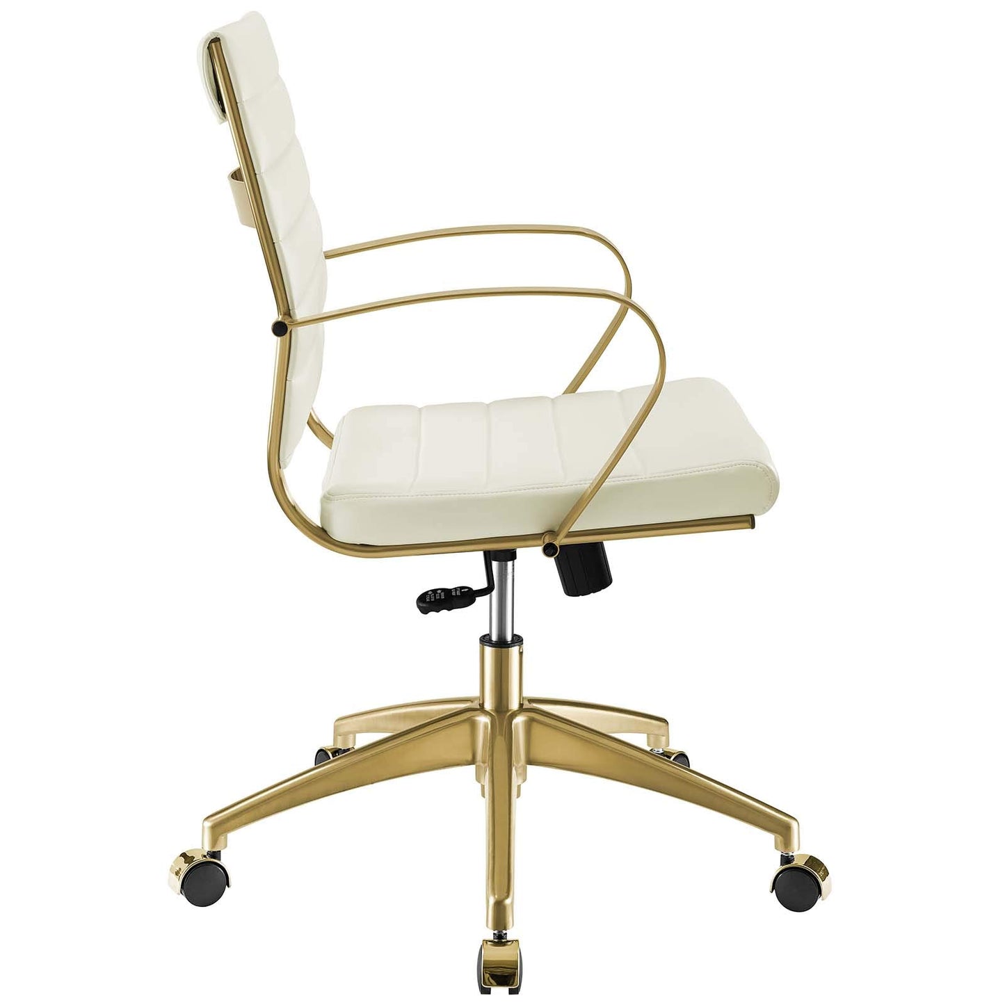 home office desk chairs | CasaFoyer Jive Executive Midback Office Chair | Ultimate Comfort & Style | Ergonomic Lumbar Support | White Faux Leather | Height Adjustable | 360 Swivel | Gold Stainless Steel Base | Dual Wheel Casters | casafoyer.myshopify.com