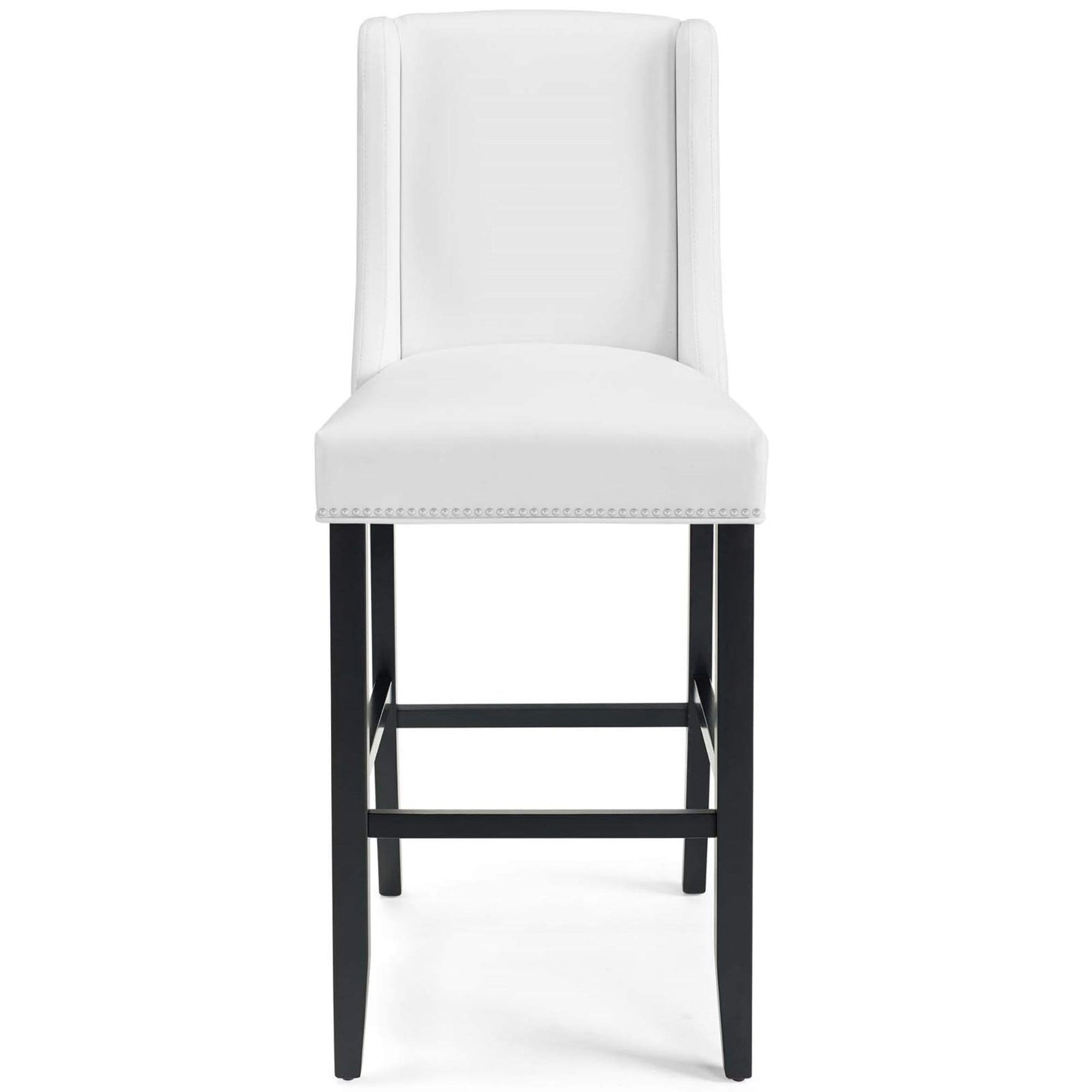 barstools | CasaFoyer Baron Faux Leather Bar Stool | Contemporary Design | Nailhead Trim | Footrest | Solid Wood Frame | White | casafoyer.myshopify.com