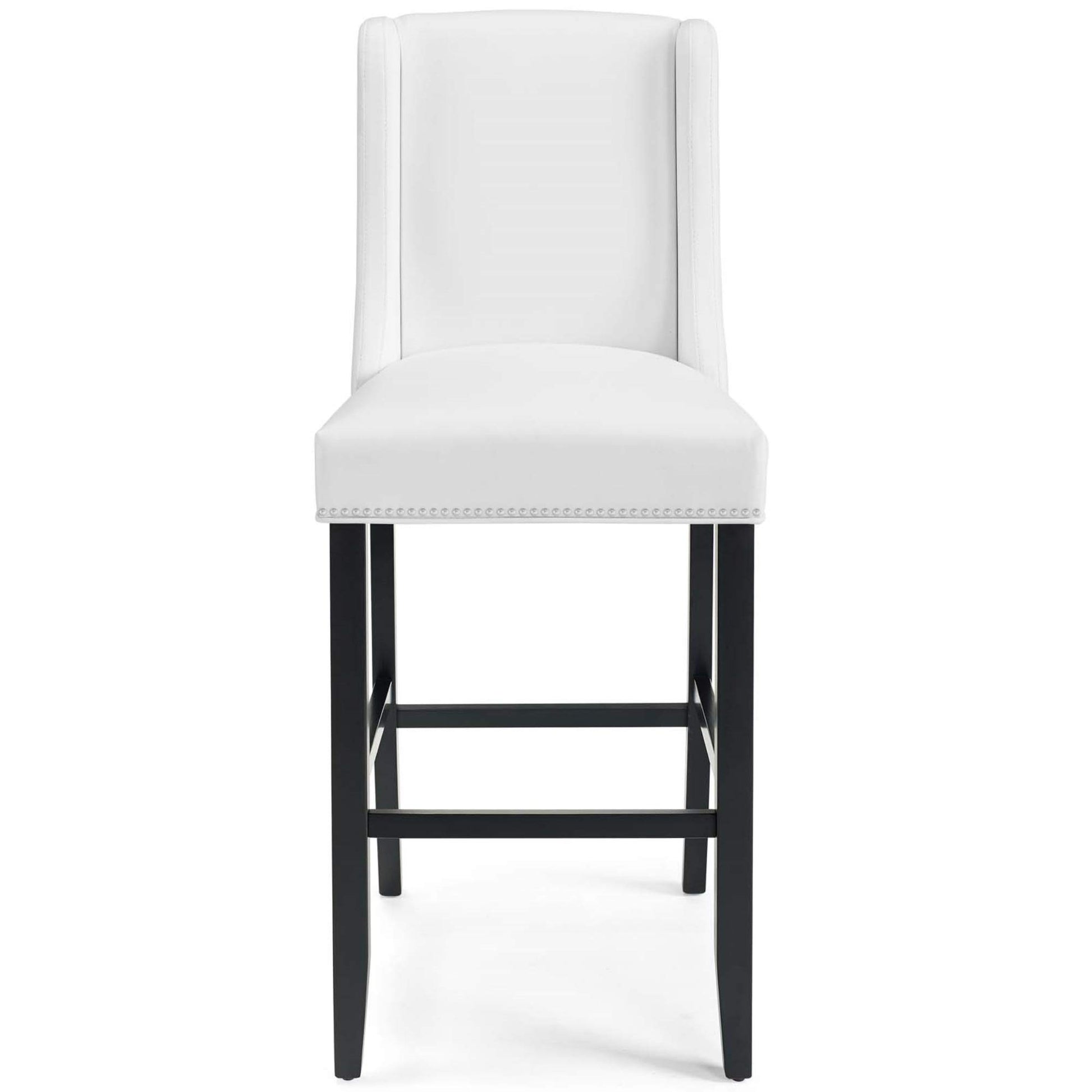 barstools | CasaFoyer Baron Faux Leather Bar Stool | Contemporary Design | Nailhead Trim | Footrest | Solid Wood Frame | White | casafoyer.myshopify.com