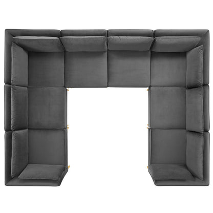 sofas | CasaFoyer Ardent Performance Velvet 8-Piece Sectional Sofa | Vintage Modern Glam Deco Style | Plush Velvet Texture | French Piping | Versatile Configurations | Stain-Resistant | Dense Foam Padding | Gold Metal Legs | 440 lbs Weight Capacity | casafoyer.myshopify.com