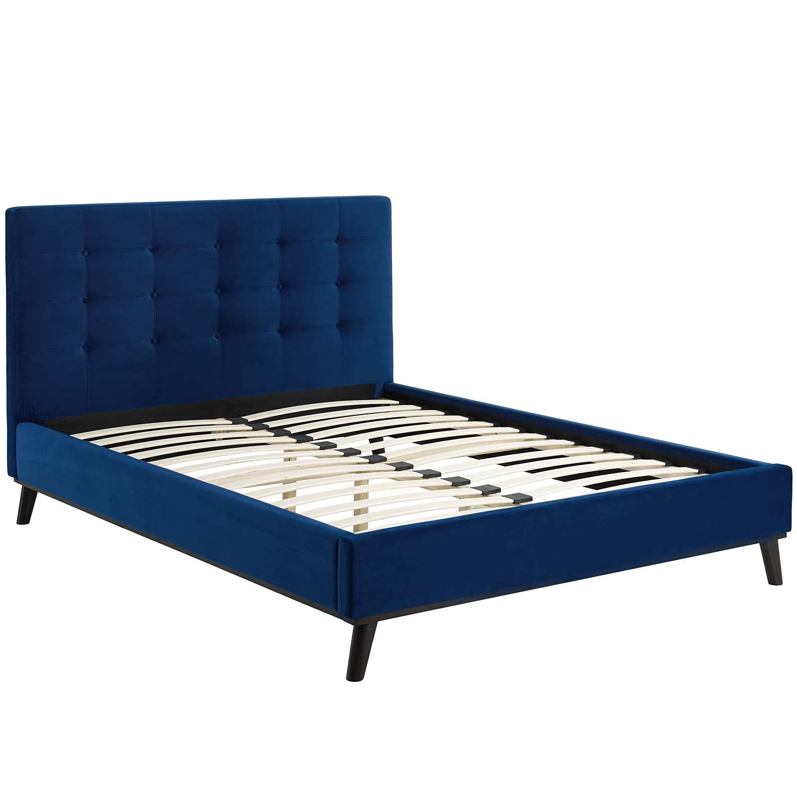 adjustable bed bases | CasaFoyer McKenzie Queen Platform Bed | Biscuit Tufted | Ultimate Comfort & Luxury | Stain-Resistant Velvet | No Box Spring Needed | Farmhouse, Rustic, Modern Style | Supports up to 800 lbs | Navy | casafoyer.myshopify.com