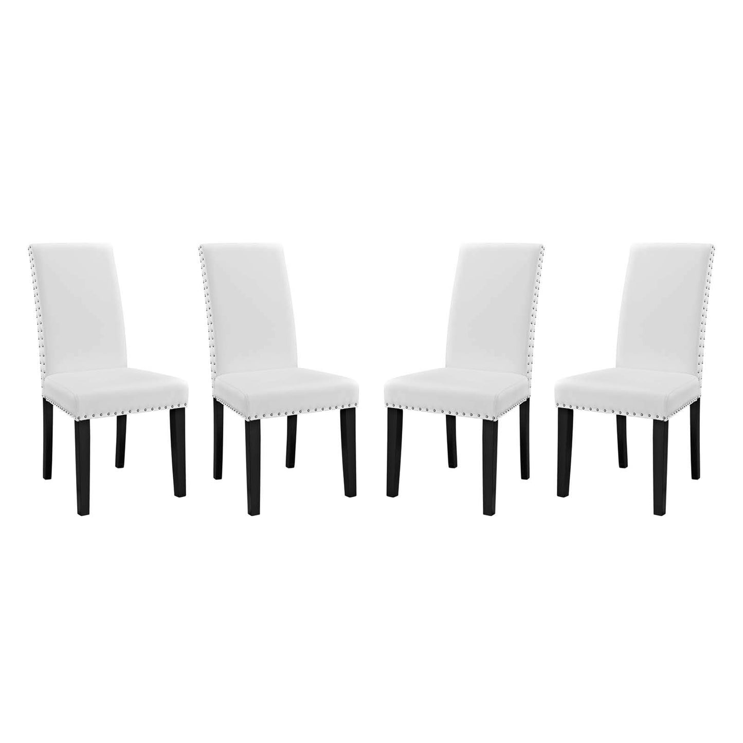 home office desk chairs | CasaFoyer Parcel Dining Chair Set of 4 | Faux Leather Upholstered | Nail-Head Trim | Comfortable Foam Padding | Solid Wood Legs | Easy Assembly | Stylish Dining Enhancement | casafoyer.myshopify.com