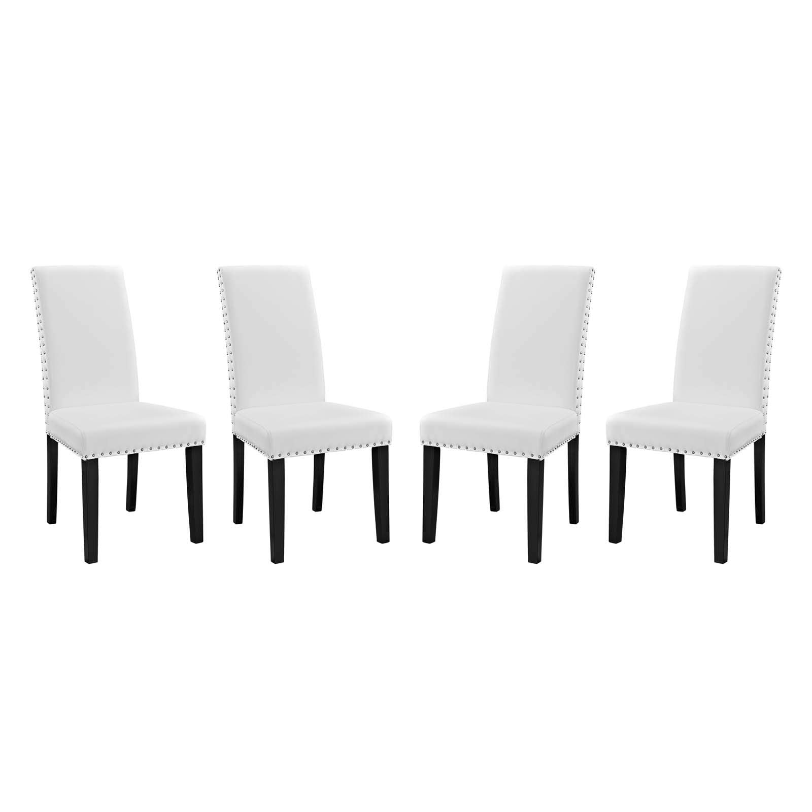 home office desk chairs | CasaFoyer Parcel Dining Chair Set of 4 | Faux Leather Upholstered | Nail-Head Trim | Comfortable Foam Padding | Solid Wood Legs | Easy Assembly | Stylish Dining Enhancement | casafoyer.myshopify.com