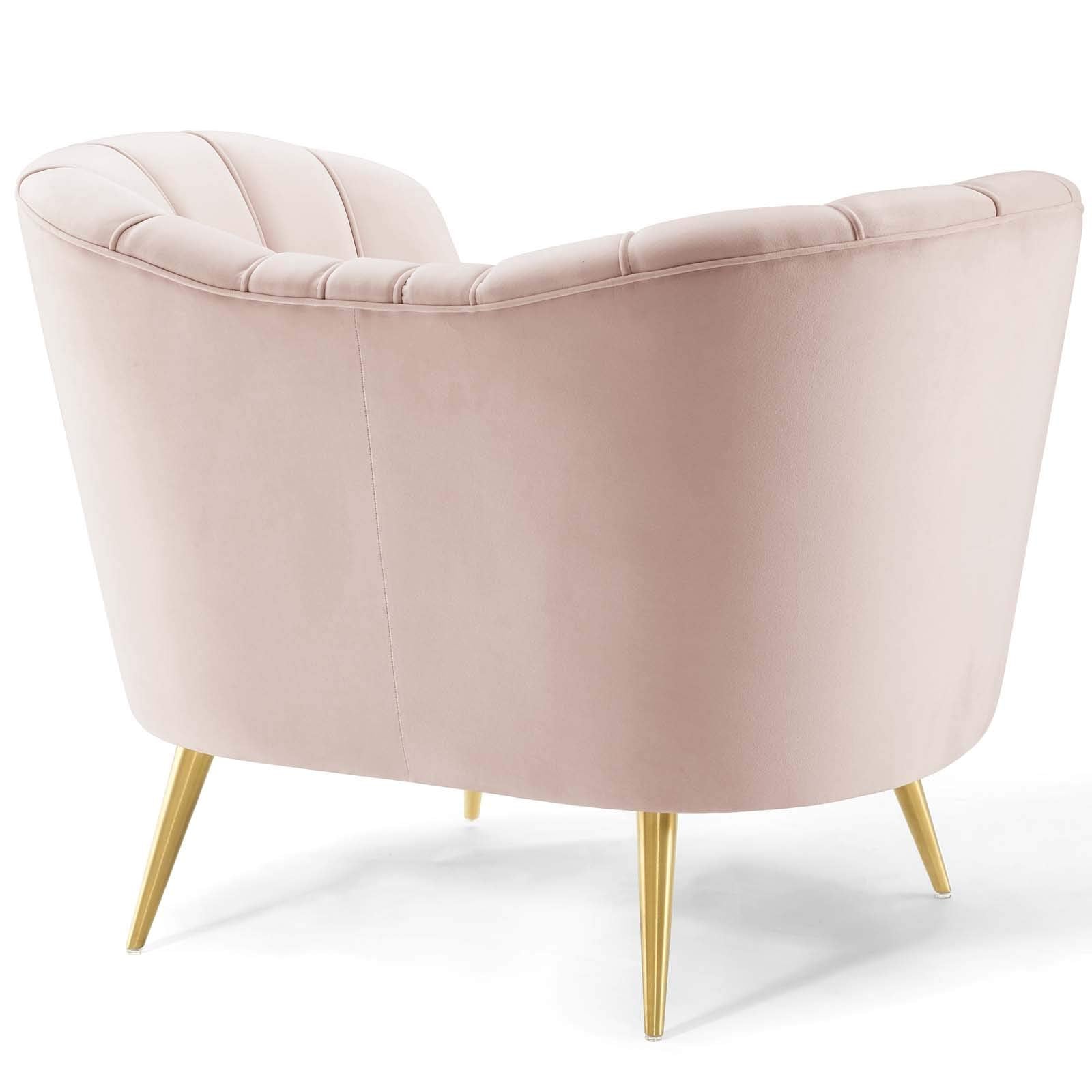 home office desk chairs | CasaFoyer Opportunity Vertical Channel Tufted Curved Performance Velvet Armchair | Glam Deco Lounge Accent Chair | Stain-Resistant | Comfortable Seating | Retro-Modern Charm | Gold Legs | 300 lbs Capacity | casafoyer.myshopify.com