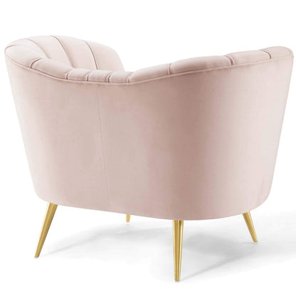 home office desk chairs | CasaFoyer Opportunity Vertical Channel Tufted Curved Performance Velvet Armchair | Glam Deco Lounge Accent Chair | Stain-Resistant | Comfortable Seating | Retro-Modern Charm | Gold Legs | 300 lbs Capacity | casafoyer.myshopify.com
