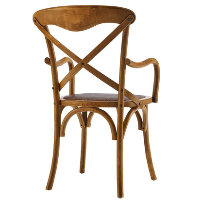 Chair | Rustic Charm Dining Armchair | Fully Assembled | Wooden Backrest | Tapered Legs | Ideal for Country Cottages & Urban Dwellers | Includes 1 Gear Dining Arm Chair | casafoyer.myshopify.com